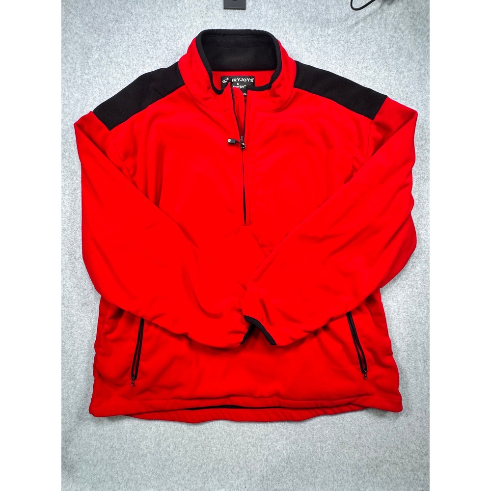 FootJoy DryJoys Mens XXL Red Black Fleece Half Zip Golf Pullover Jacket